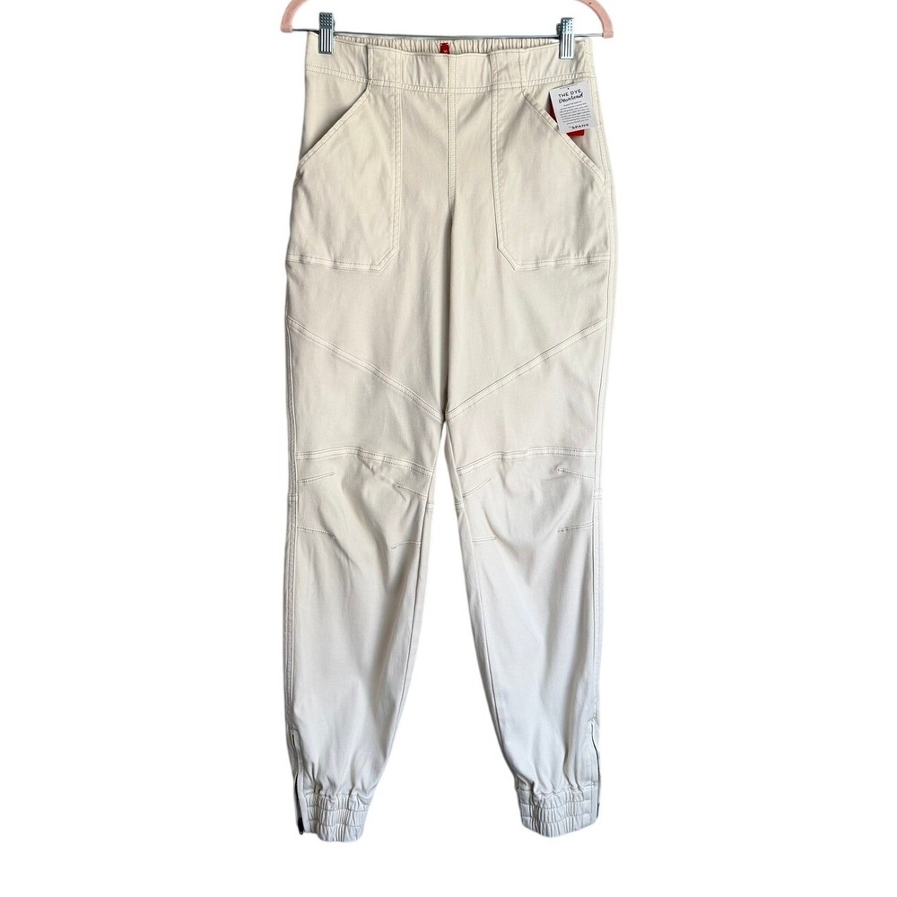 Spanx Stretch Twill Cargo Jogger Pants Parchment Off-White 20319R Medium NWT